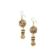 Sachi Coffee & Cream Collection Earrings - Bead & Gold Discs