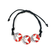 Pewter Bracelet with Color Enamel - Butterfly in Red/Grey
