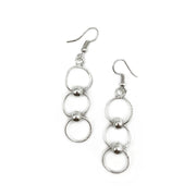Silver Plated Earrings - Three Connected Rings