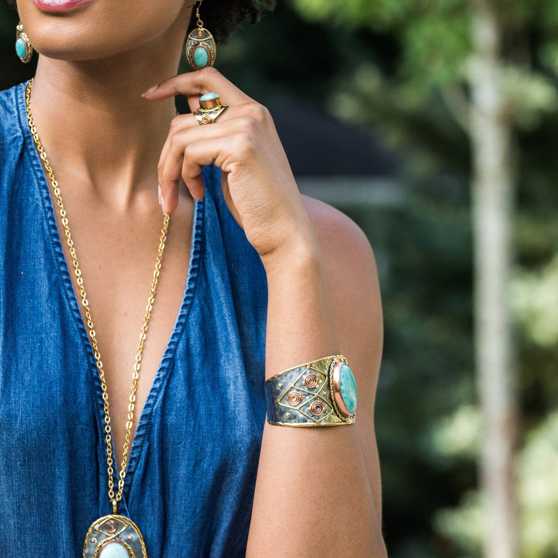 Mixed Metal Cuffs w/Semiprecious Stones Prepack + Display