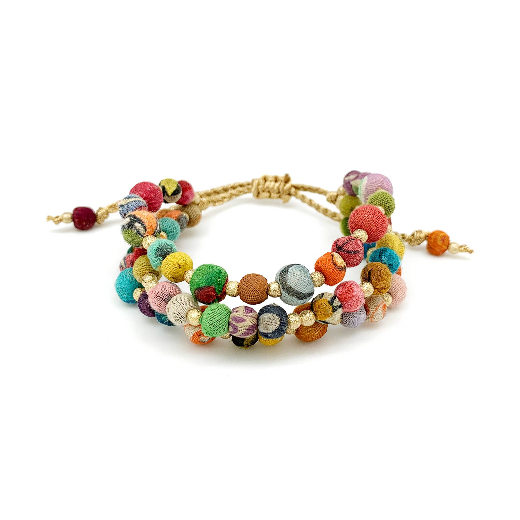 Aasha Kantha Triple Layer Gold Pull Tie Handcrafted Bracelet