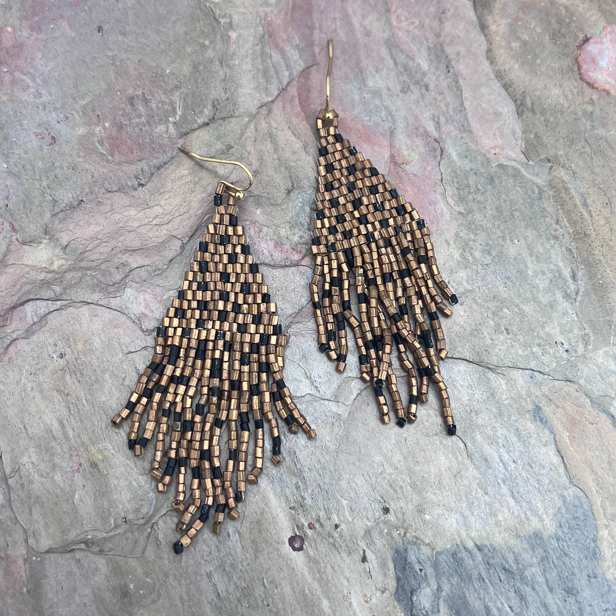 Seed Bead Fringe Earrings - Multiple Color Styles