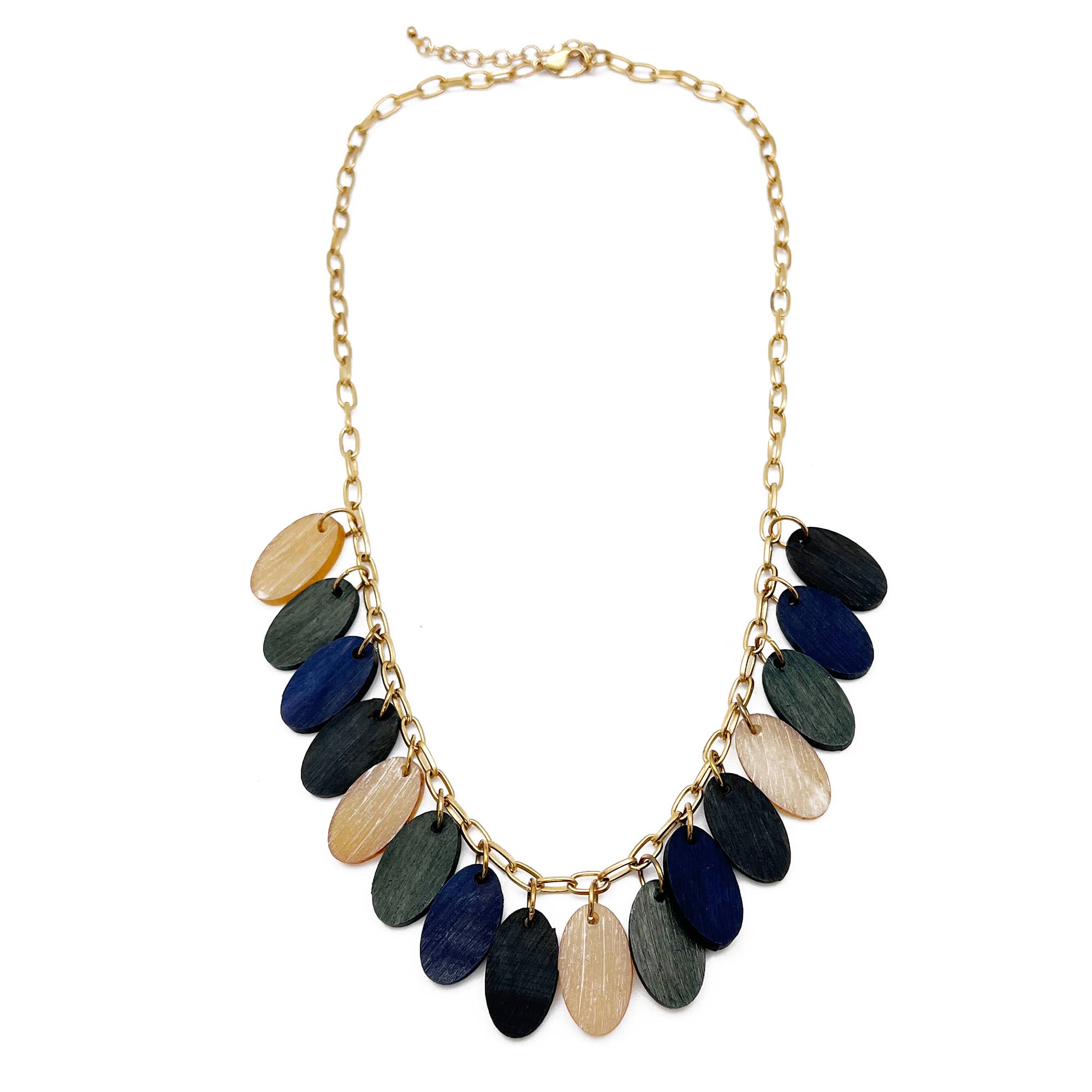 Omala Misty Greens Necklace - Small Ovals on Chain
