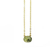 Gold Plated Necklace with Semi-Precious Stone - Prehnite
