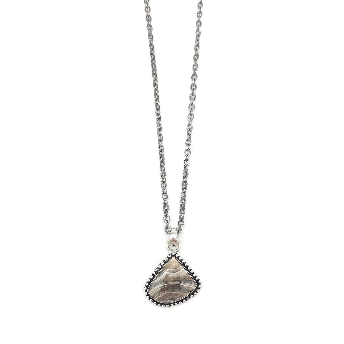 Handcrafted Semiprecious Stone Necklace - Crazy Lace Agate