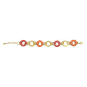 Sachi Raffia Rings Bracelet - Rust and Orange Small Rings
