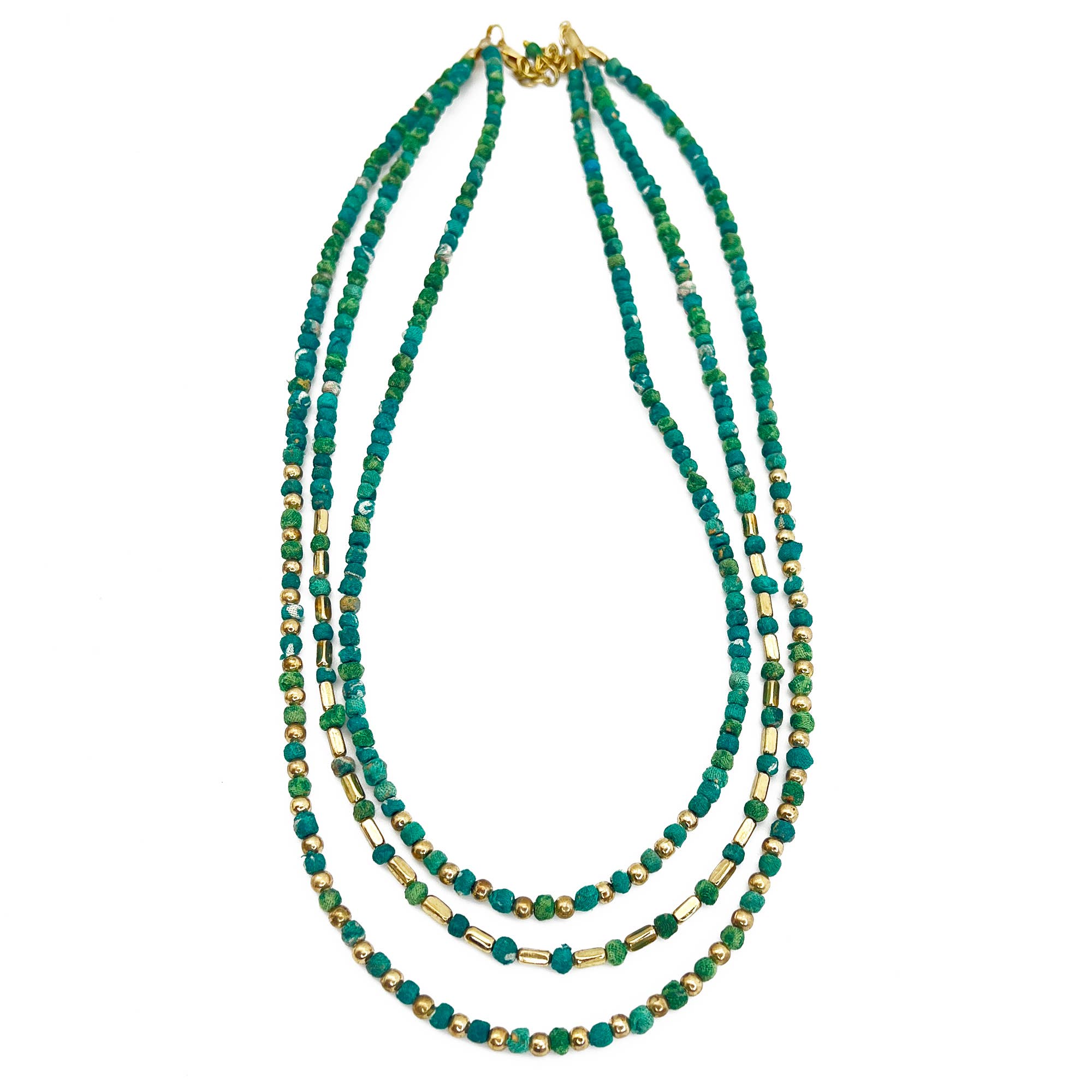 Aasha Glimmer Seagrass Kantha Layered & Handcraft Necklace