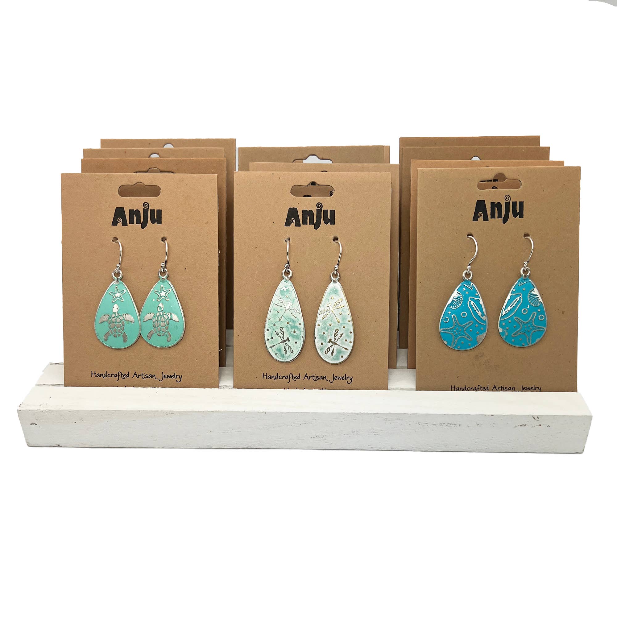 Coastal Silver Patina Earring Prepack with Display