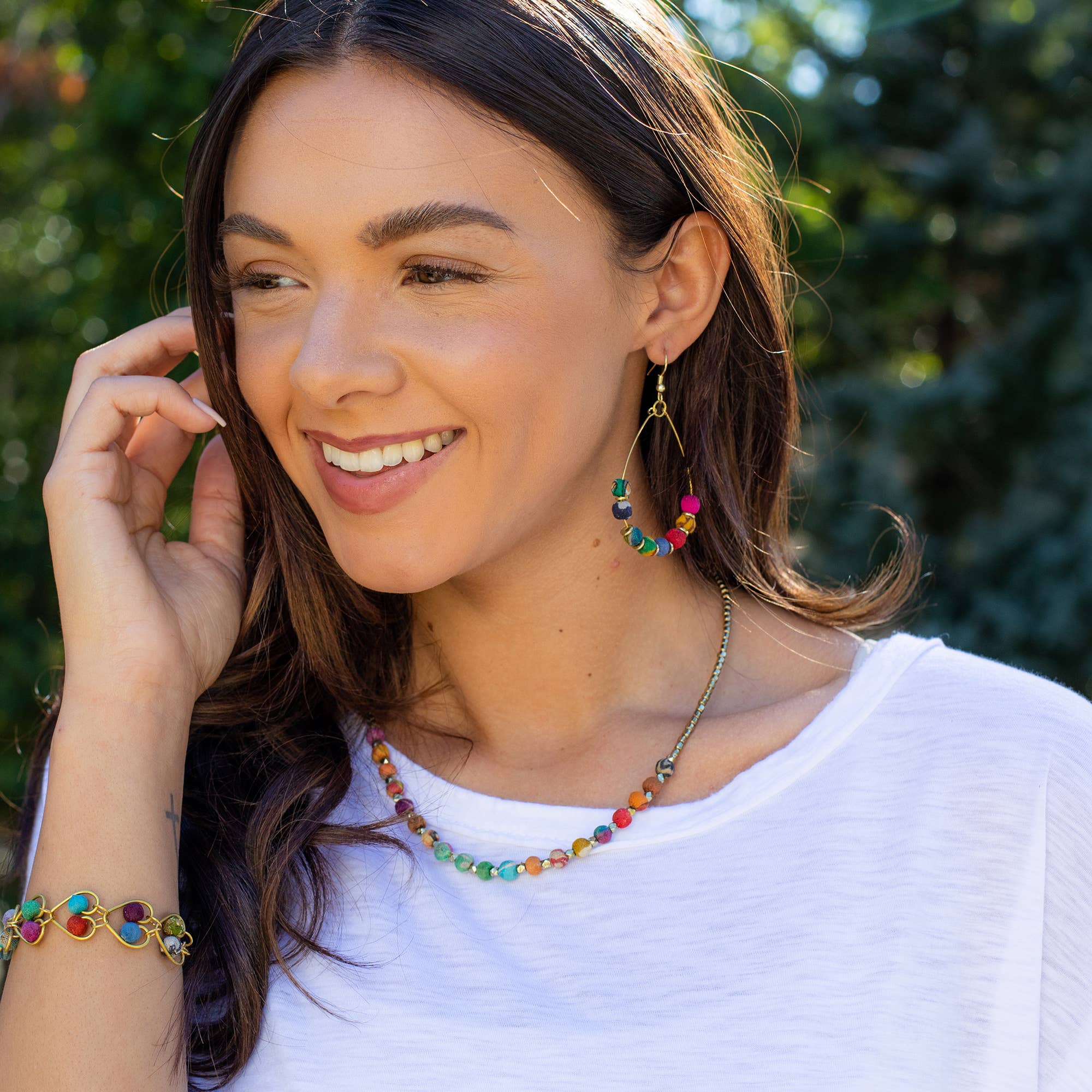 Aasha Nuggets Short Kantha Beaded Handcrafted Necklace