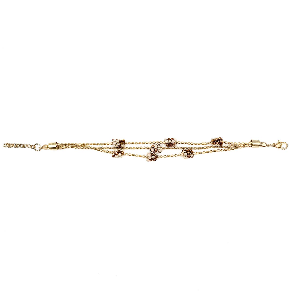 Sachi Coffee & Cream Collection Bracelet - Beaded Clusters