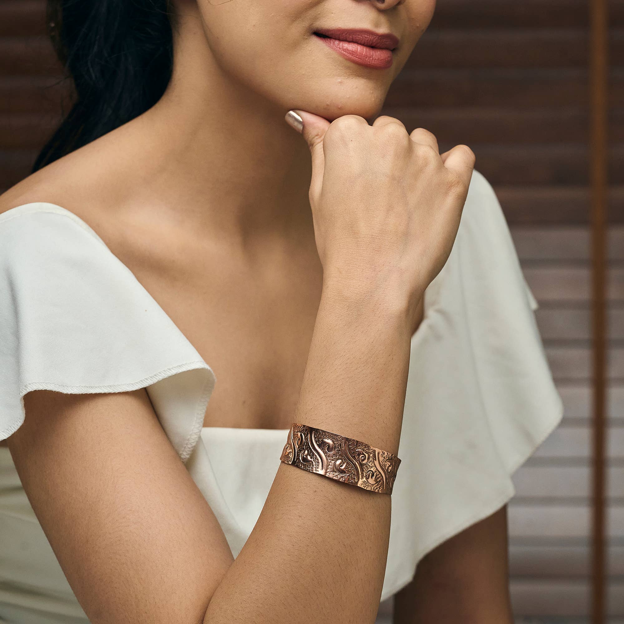 Handcrafted Swirling Vine Copper Cuff