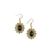 Tanvi Collection Earrings - Gold Sun with Black Onyx