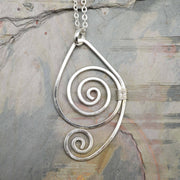 Silver Plated Pendant Necklace - Asymmetrical Spirals