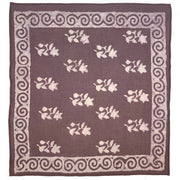 Block Printed Bandana - Mauve Floral and Spirals