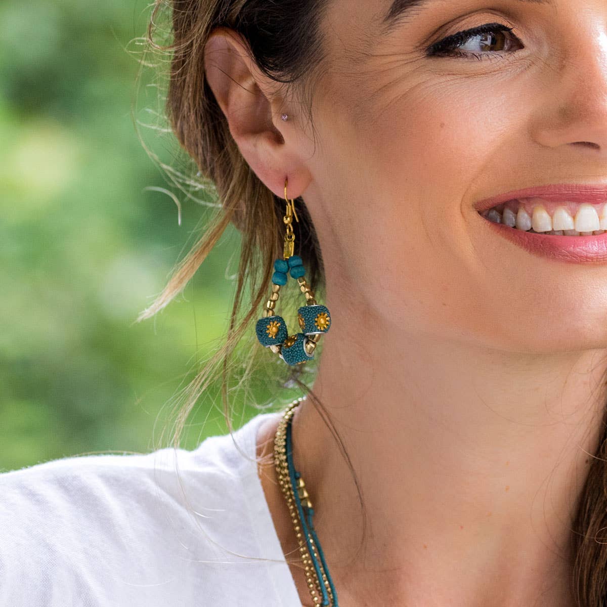 Sachi Ocean Sky Collection Earrings - Three Bead Teardrops