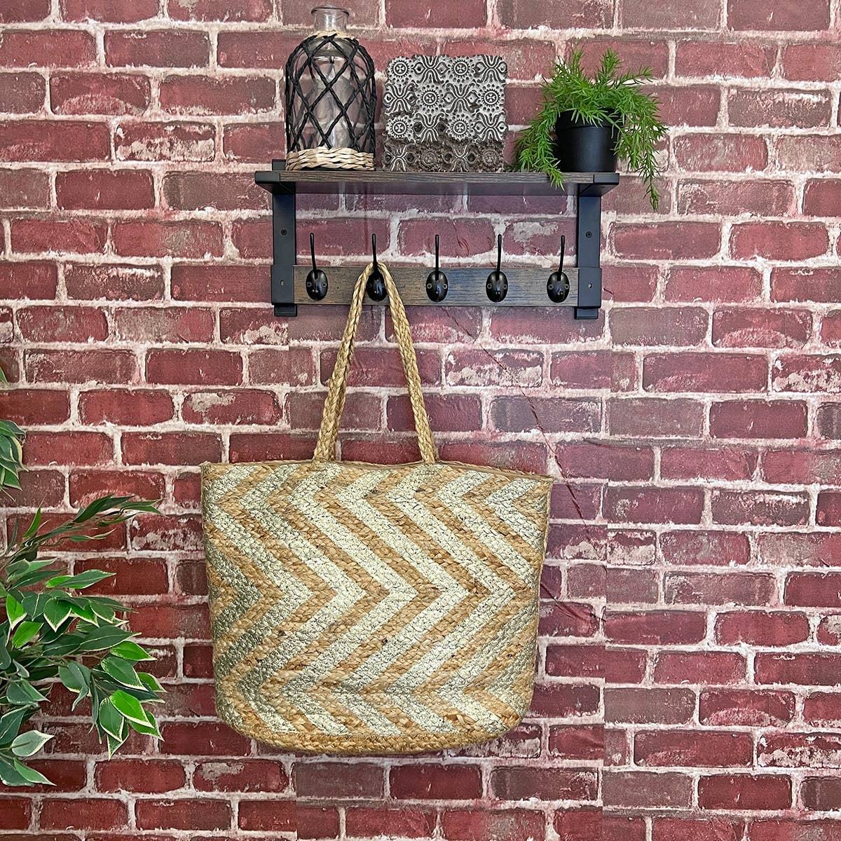 Luna Bag - Jute tote bag with gold and white accents
