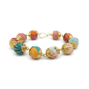 Aasha Brass Wire Wrapped Circle Station Beaded Bracelet