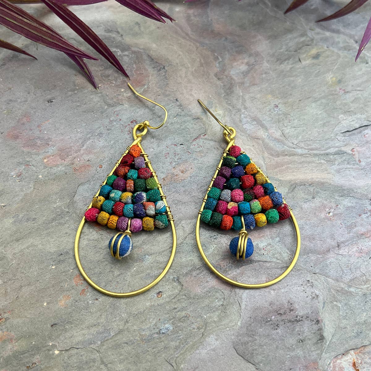 Aasha Teardrop Bell Beaded Earrings