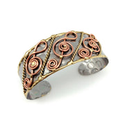 Mixed Metal Cuff Bracelet - Treble Clefs