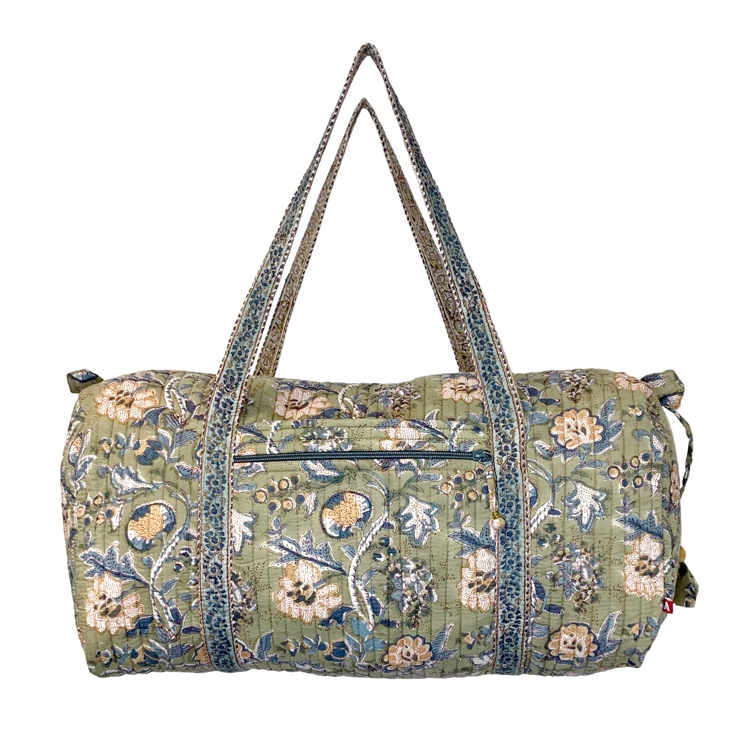 Midnight Blossoms XL Duffle Bag - Block Printed Cotton