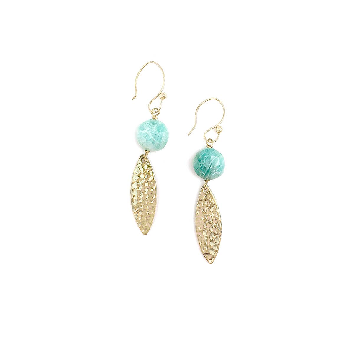 Akriti Gold and Medium Faceted Amazonite Earrings