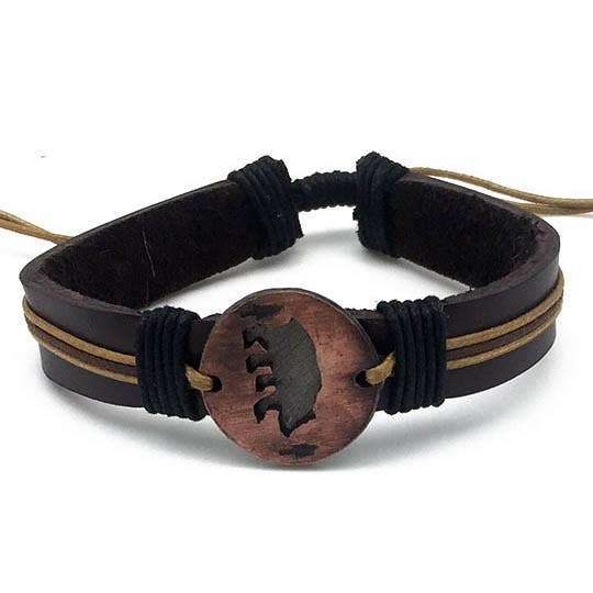 Pull Tie Leather Bracelet - Going To The Woods Is Going Home