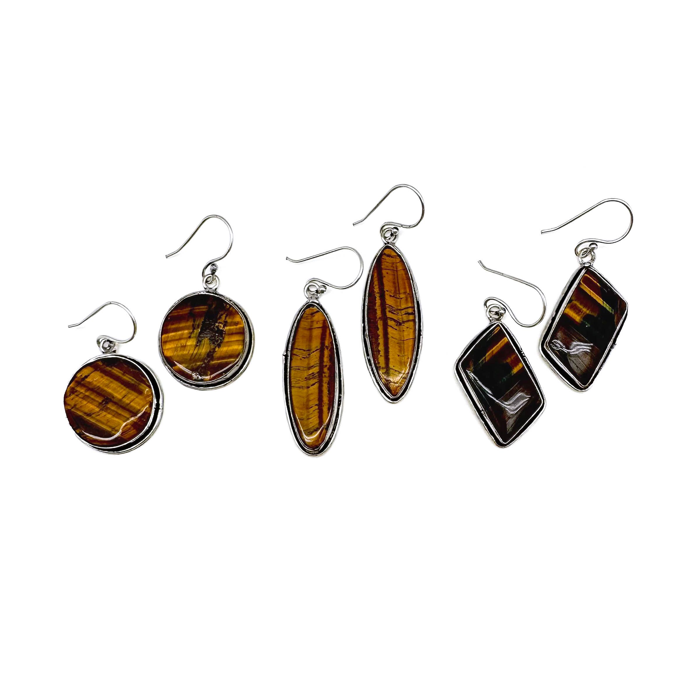 Handcrafted Kashi Semiprecious Stone Earrings - Tigereye