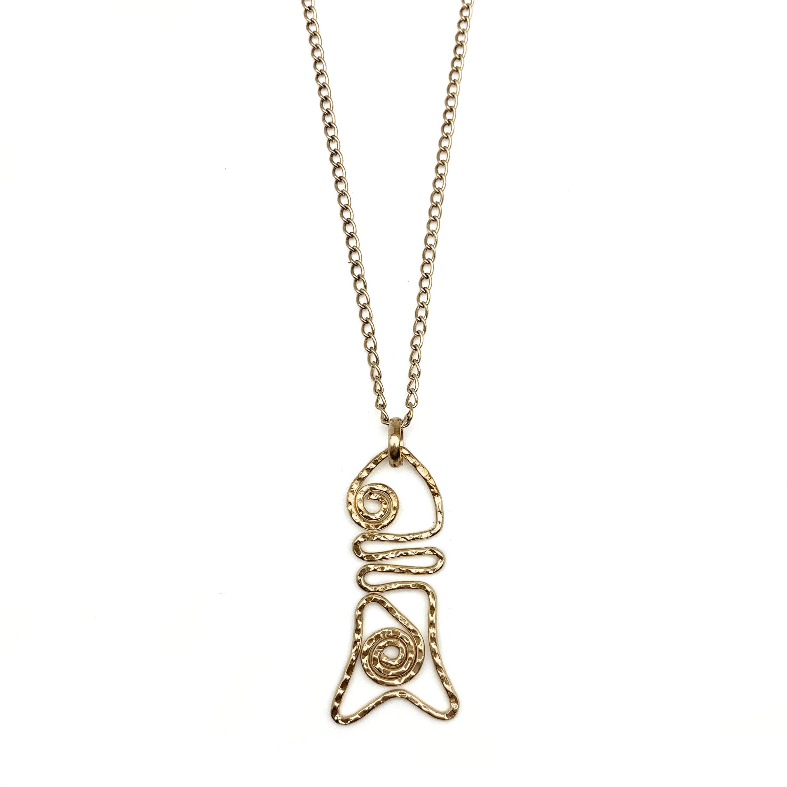 Gold Plated Pendant Necklace - Spiral Fish