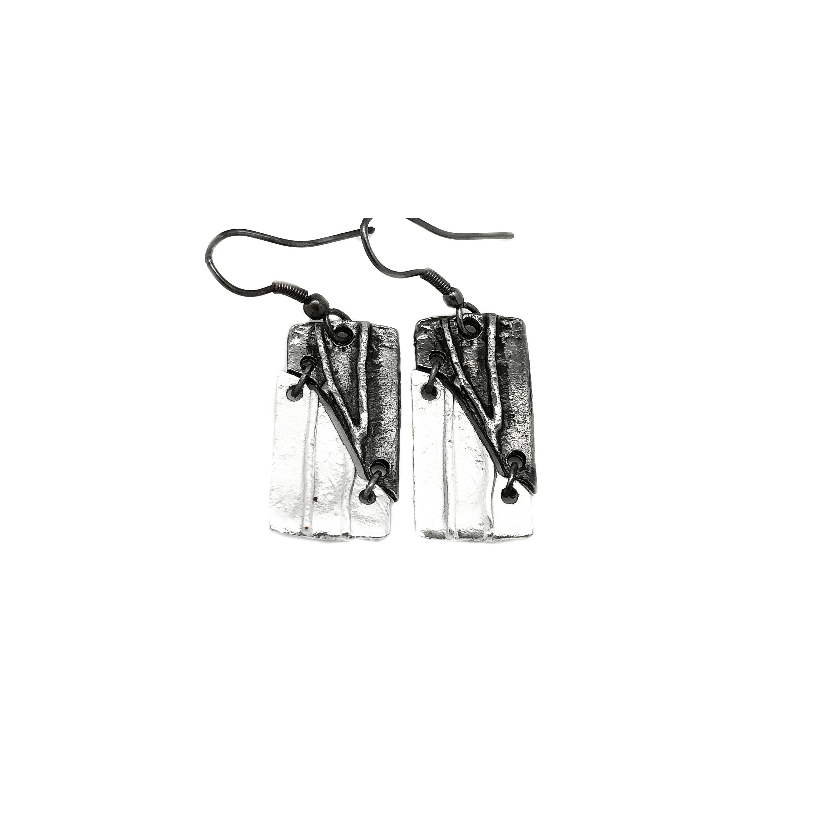 Pewter Earrings - Abstract Rectangles