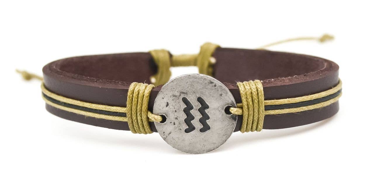 Zodiac Pewter Aquarius Glyph Bracelet