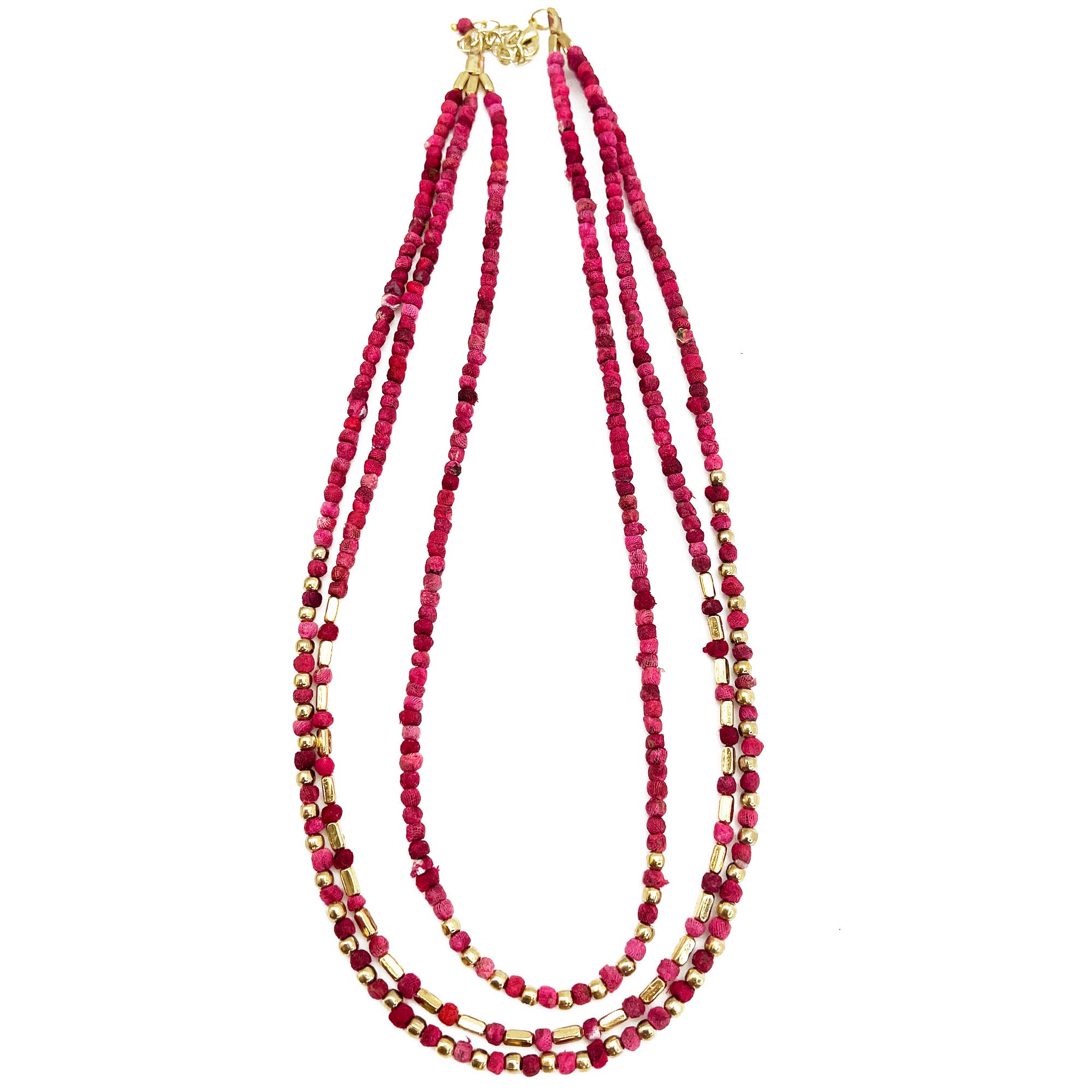 Aasha Glimmer Blush Kantha Layered & Handcrafted Necklace