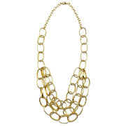 Brass Chain-Link Necklace - Large Links 3 Tiered