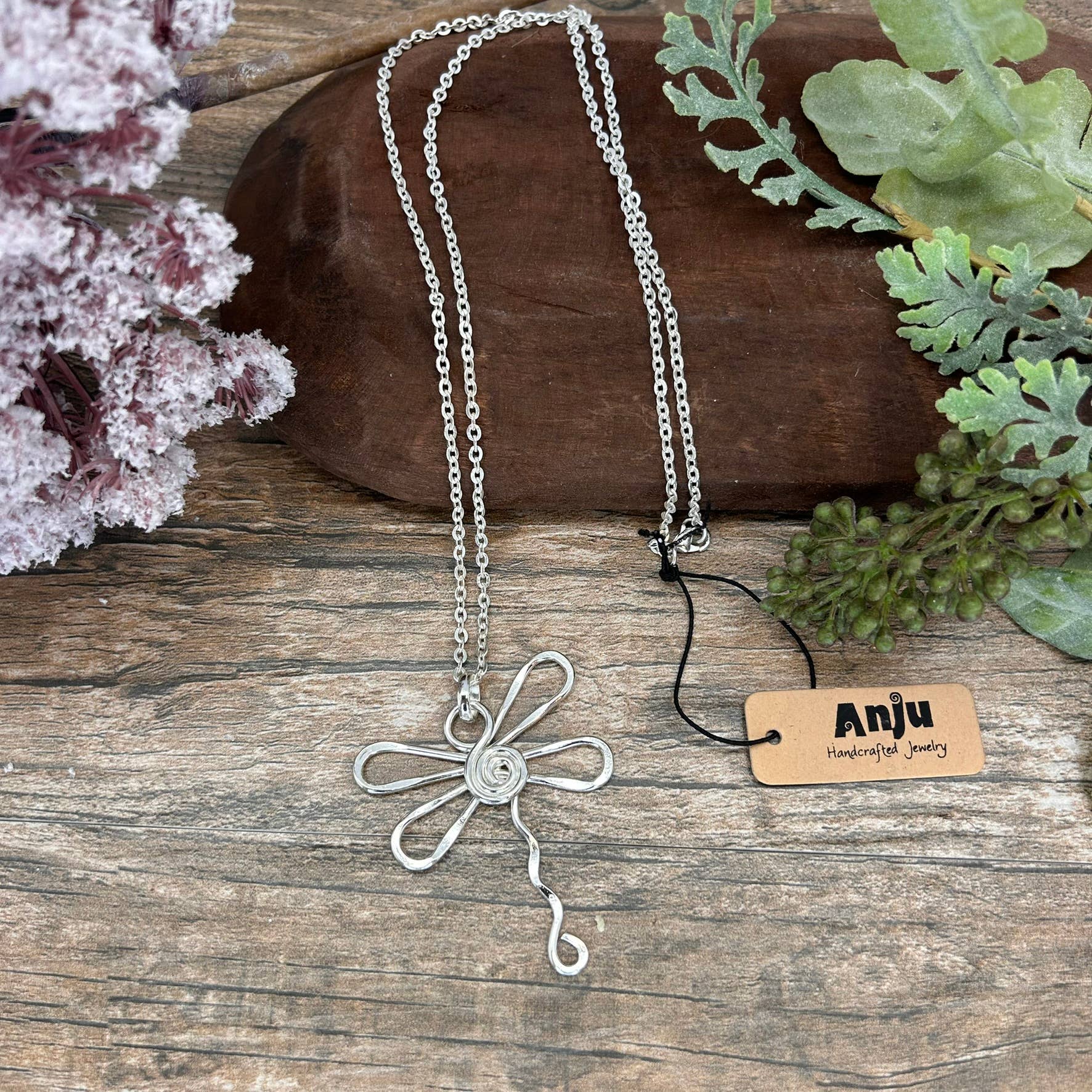 Silver Plated Pendant Necklace - Dragonfly