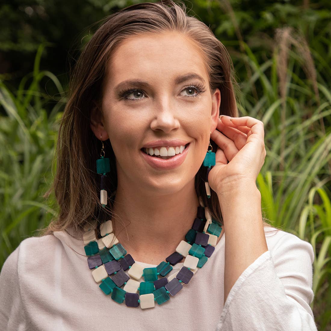 Omala Azure Coast Collection Necklace - Triple Layer Bib