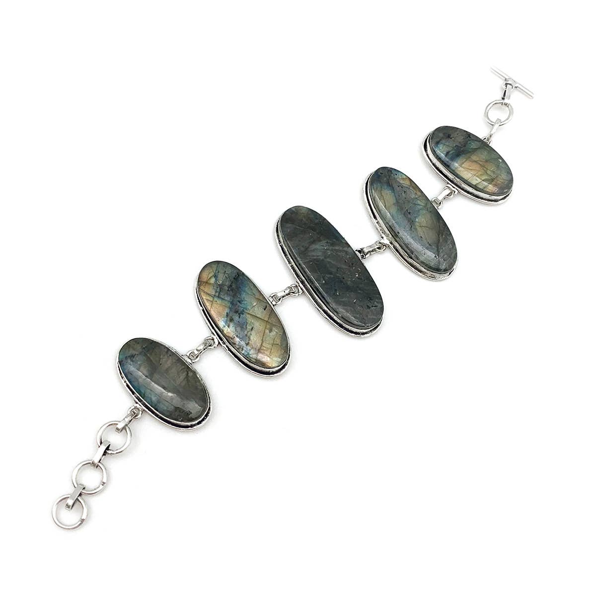 Handcrafted Semiprecious Stone Link Bracelet - Labradorite