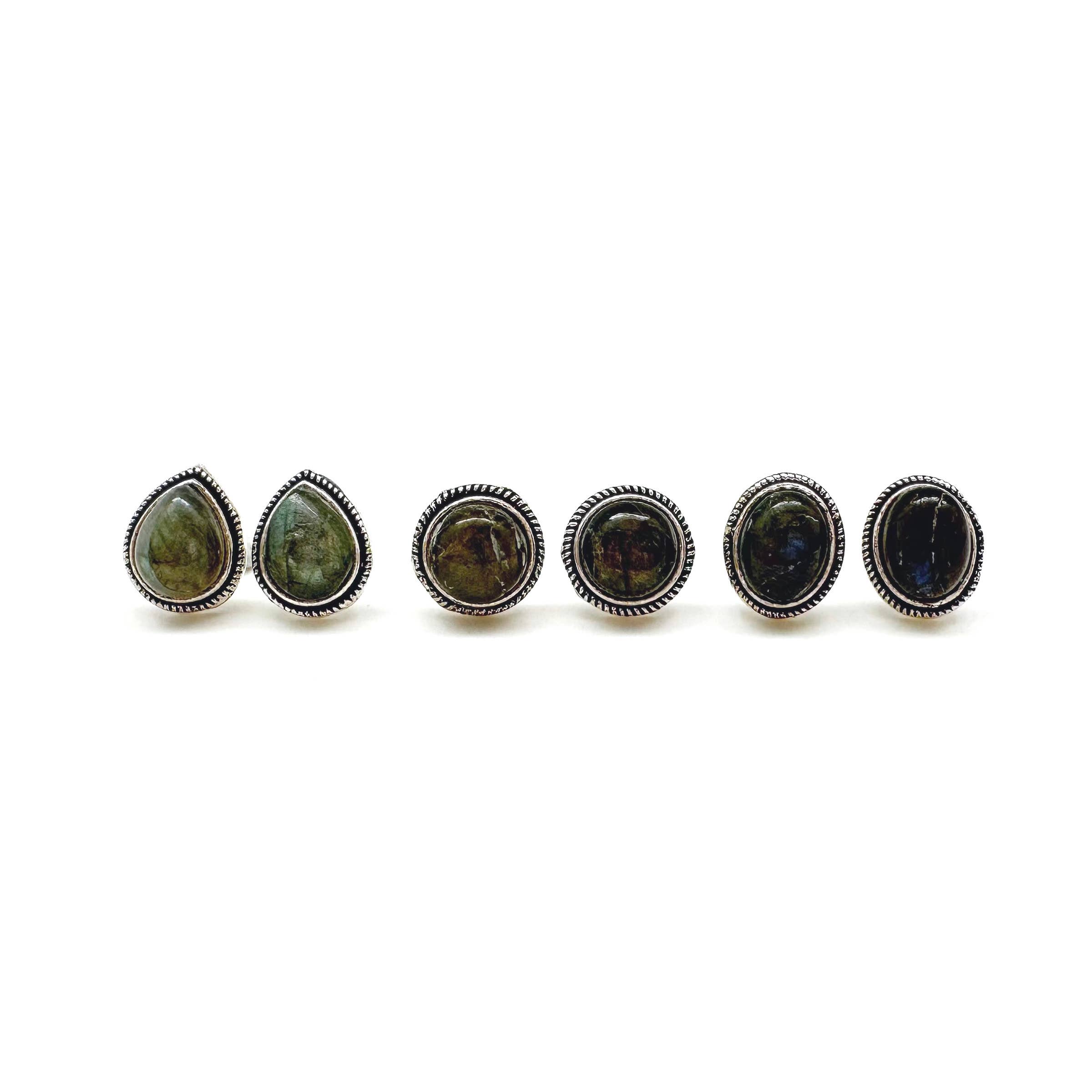 Handcrafted Semiprecious Stone Post Earrings - Labradorite