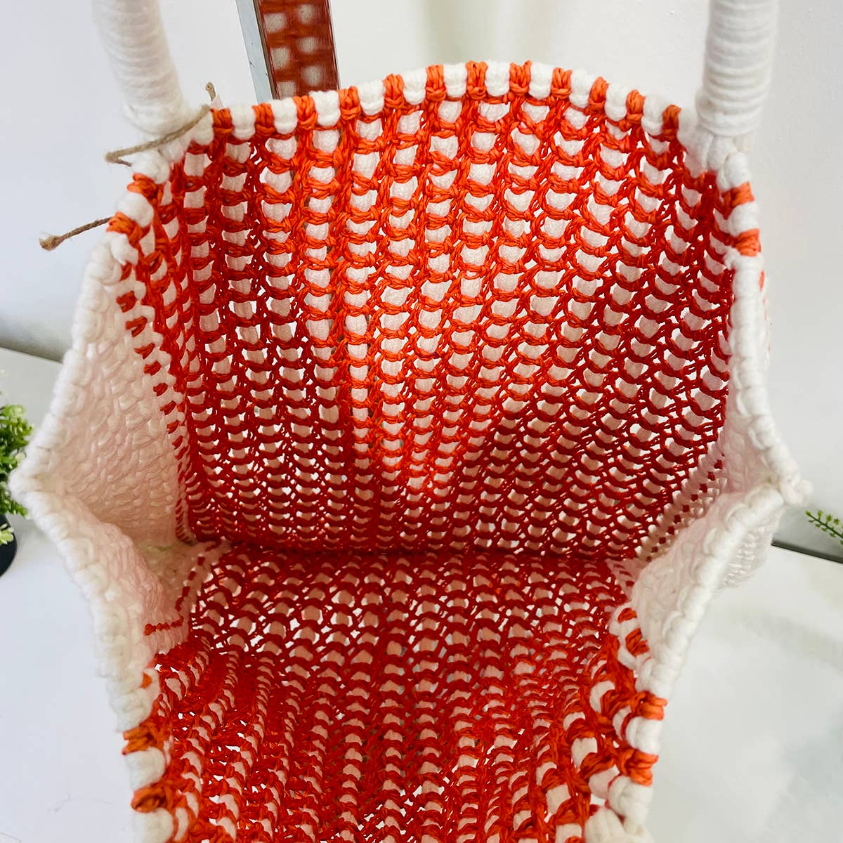 Millie Bag - Knitted Raffia Bag with fringes - Red