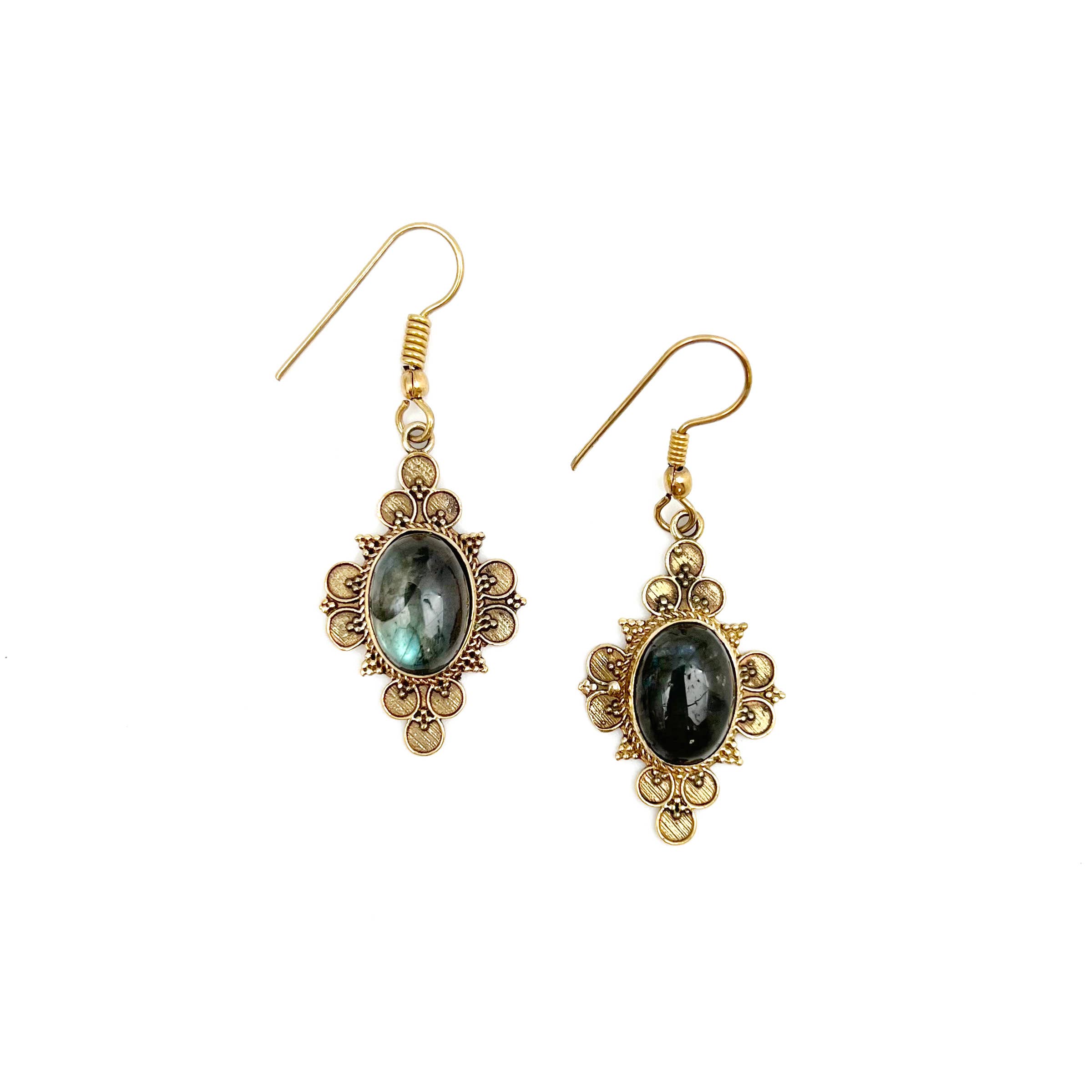 Tanvi Collection Earrings - Gold Diamond with Labradorite