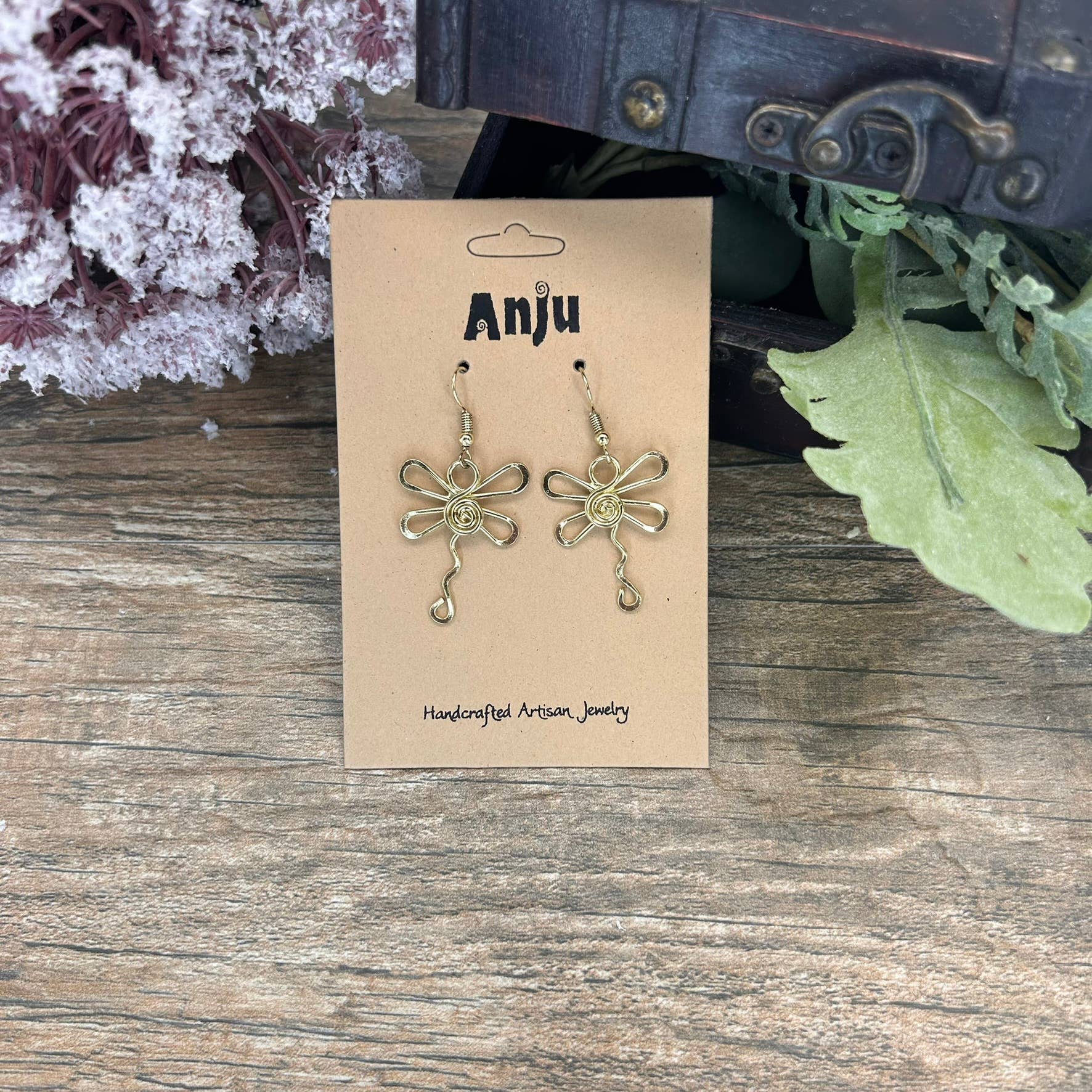Gold Plated Earrings - Smaller Size Dragonfly