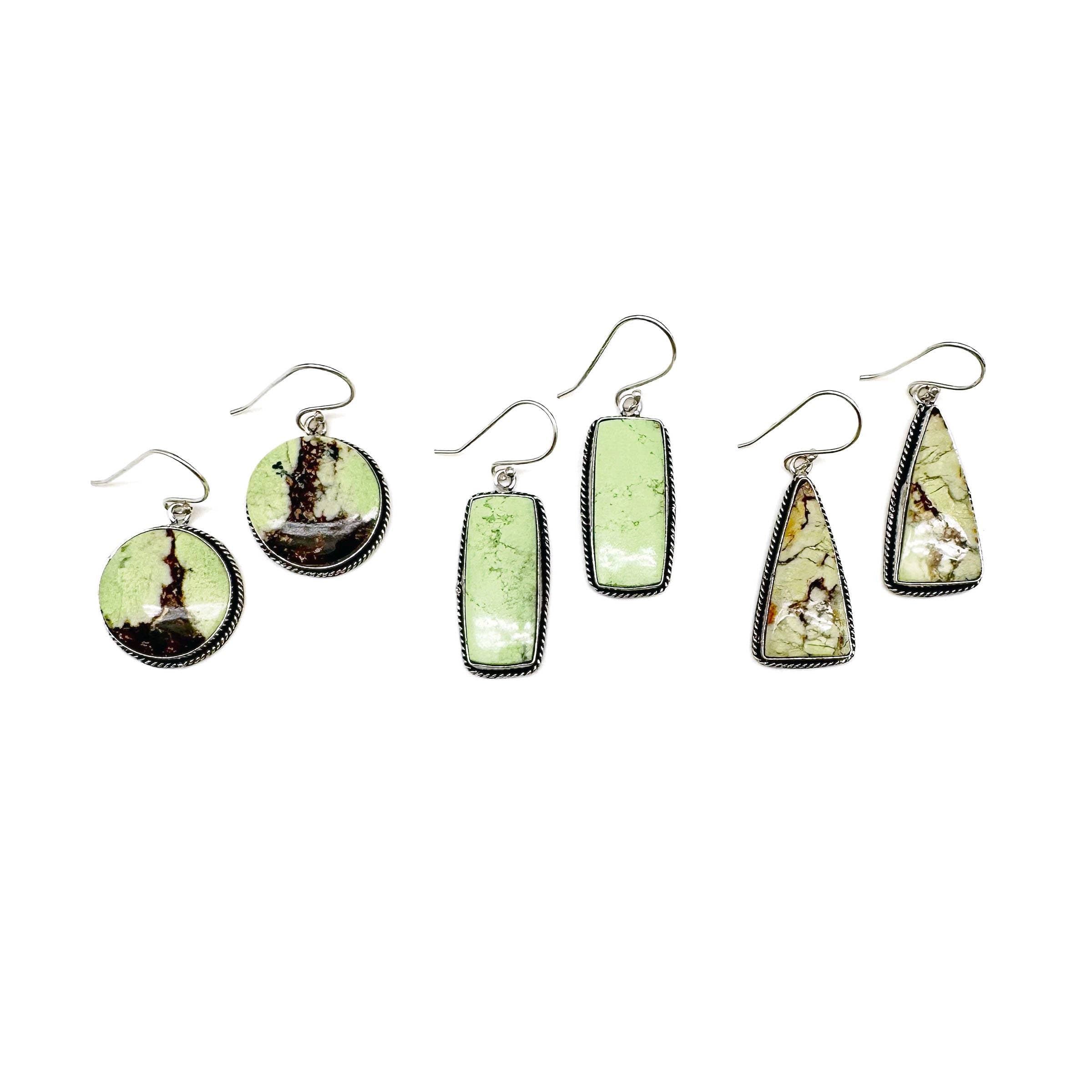 Handcrafted Semiprecious Stone Earrings - Lemon Chrysoprase