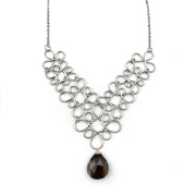 Silver Plated Necklace - Curly Square and Grey Agate
