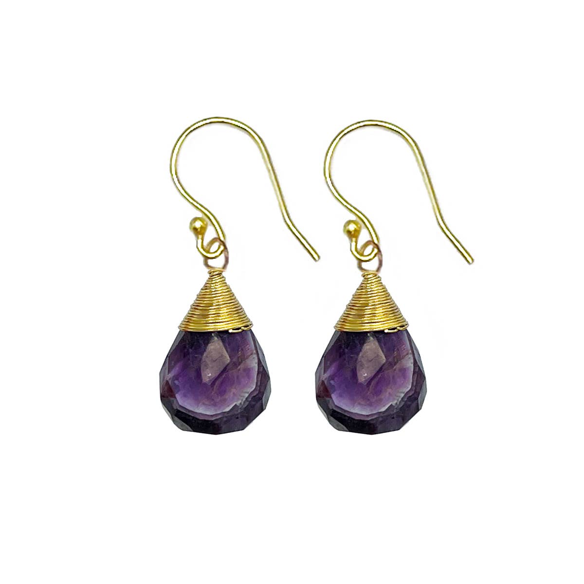Gold-Plated Amethyst Teardrop Earrings