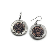 Pewter Earrings - Bear Paw in Circle
