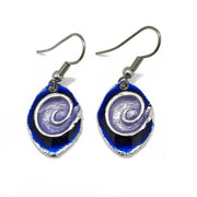 Pewter Earrings with Color Enamel - Cobalt/Lavender