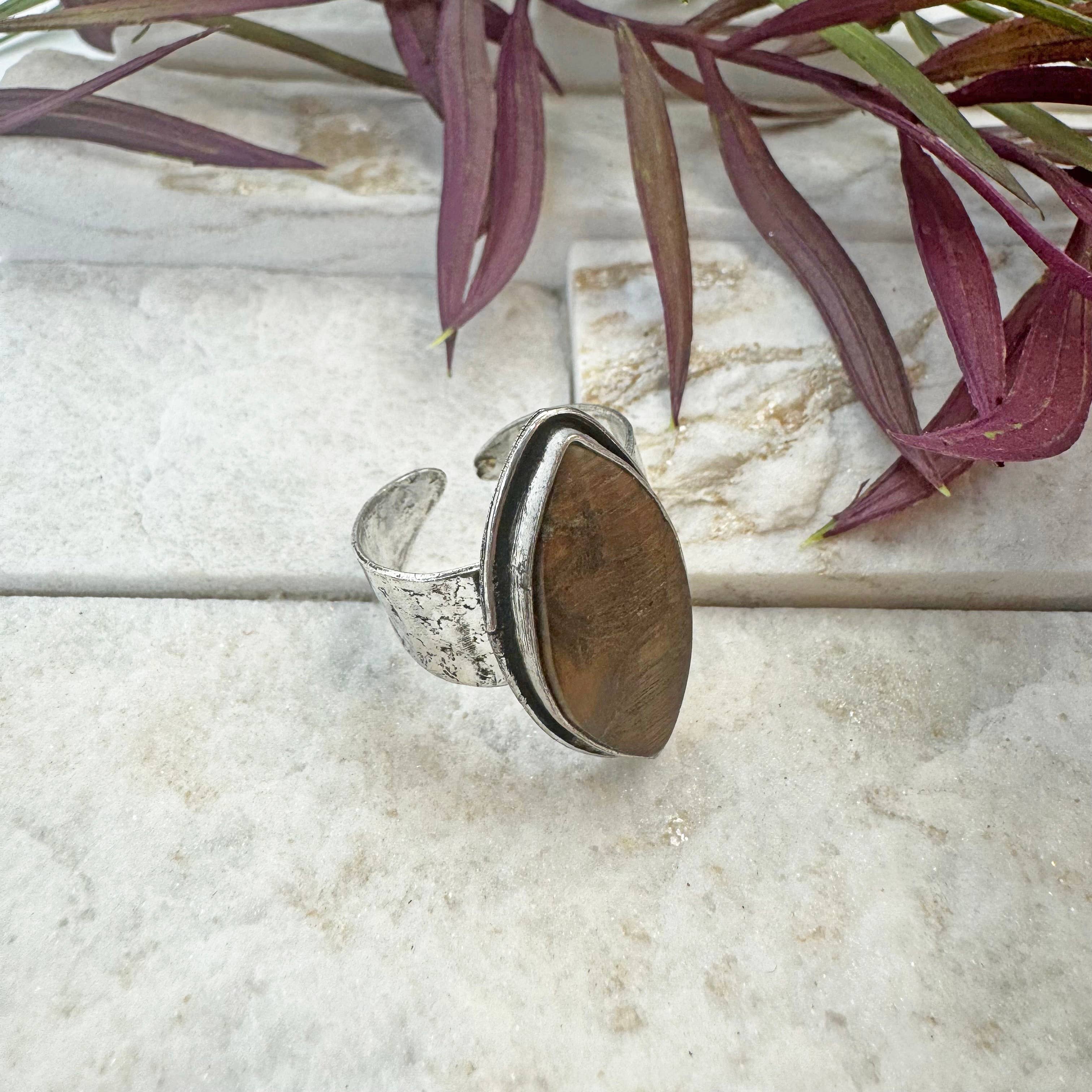 Handcrafted Kashi Semiprecious Stone Ring - Maligano Jasper
