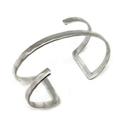 Silver Plated Adjustable Cuff Bracelet - Z Shape Open Cuff