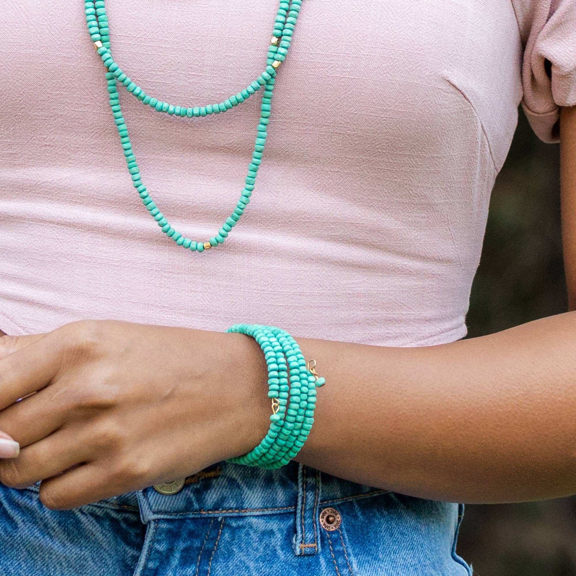 Sachi Chromatic Hues - Sea Green Coil Bracelet