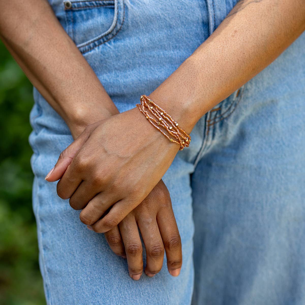 Seed Bead Bracelet Prepack - 6 Stretchy Bracelets & Display