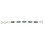 Tanvi Silver Link Bracelet - Amazonite Marquise