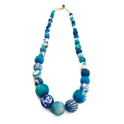Aasha Cascade Aqua Kantha Beaded & Handcrafted Necklace